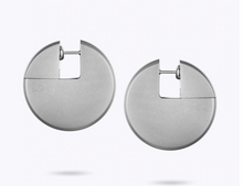 Load image into Gallery viewer, Matte Stainless Steel Filled 30mm Hoops Gliding Slide Push Back Earrings
