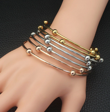 Load image into Gallery viewer, 7 Pcs. Stainless Steel Set Polished Ball &amp; Bangle Bracelets
